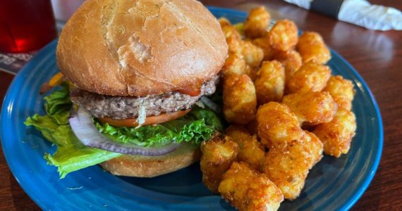 Cameron Sheppard/Alb Media
Breakfast Burger from The Local 907 with tater tots.