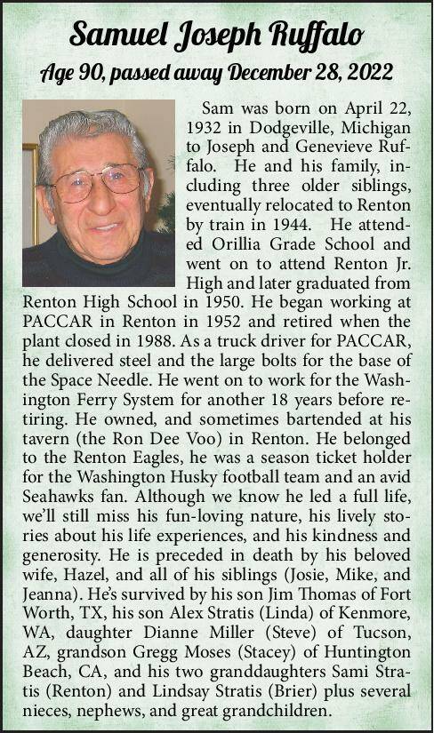 Samuel Joseph Ruffalo | Obituary