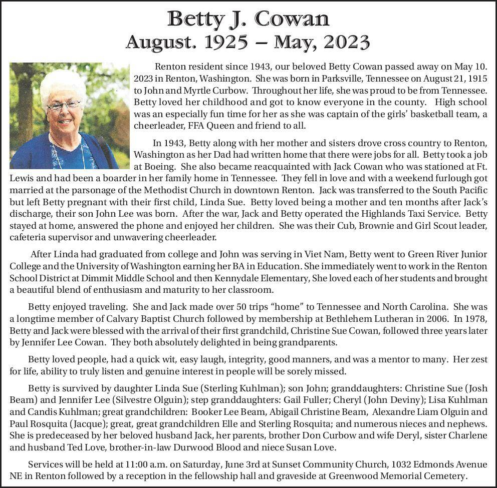 Betty J. Cowan | Obituary