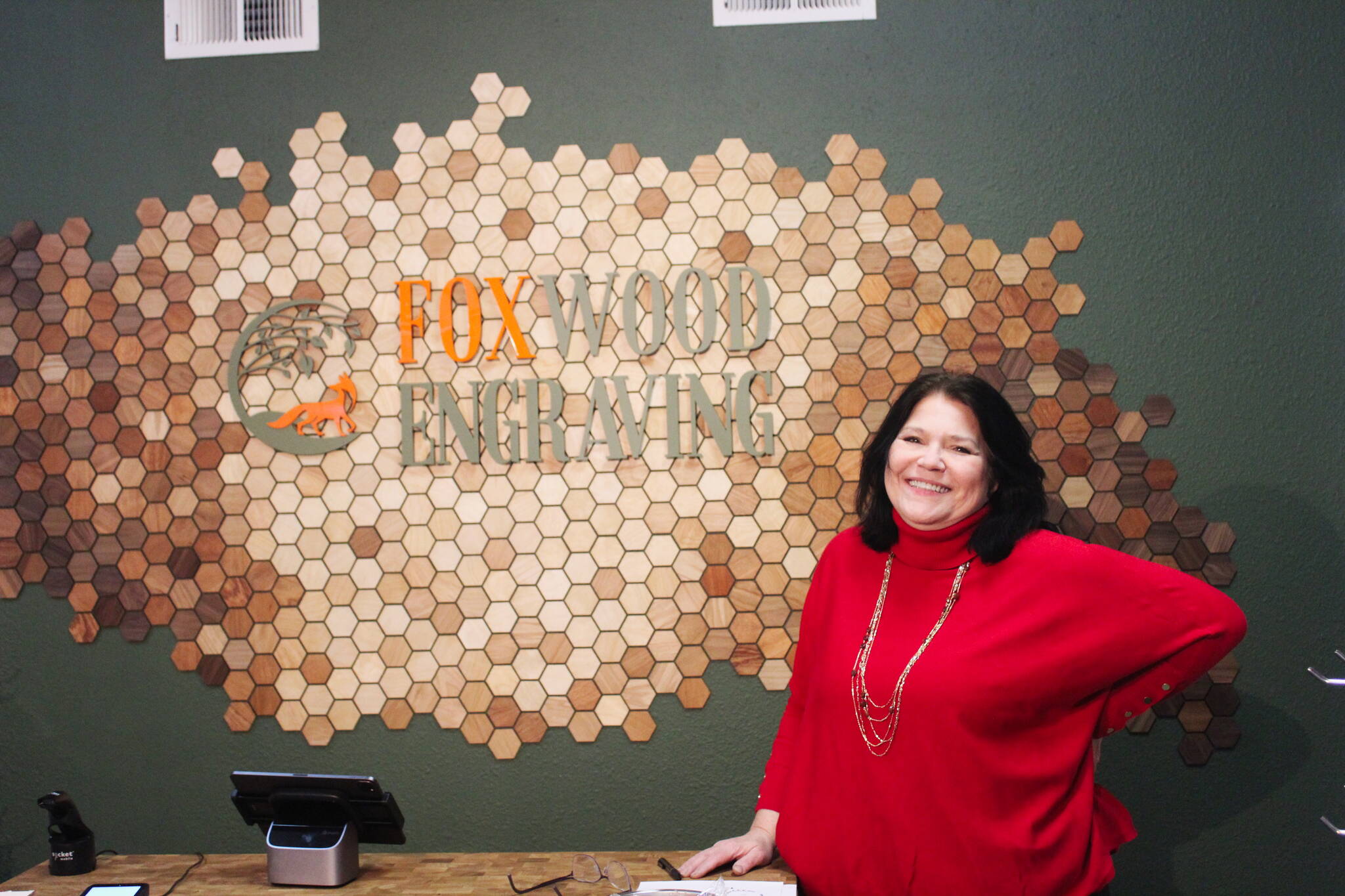 ”I fell in love with the wood,” Foxwood Engraving owner Joanna Lis said of her use of laser-cut wooden gifts and decor. Photo by Bailey Jo Josie/Alb Media.