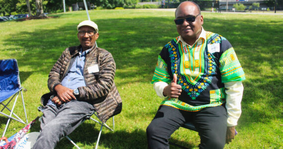 Volunteers enjoy the sunshine at Renton’s 2024 Juneteenth Celebration. The weather will be sunny this weekend as summer officially starts. Photo by Bailey Jo Josie/Alb Media
